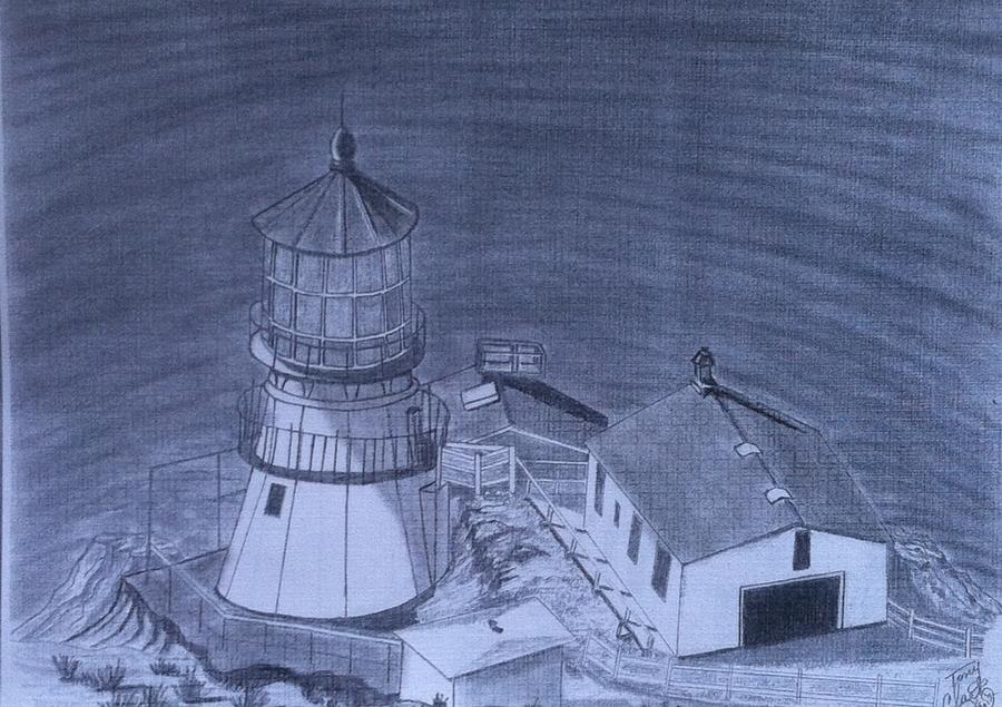 Point Reyes Lighthouse Drawing - Point Reyes Lighthouse by Tony Clark