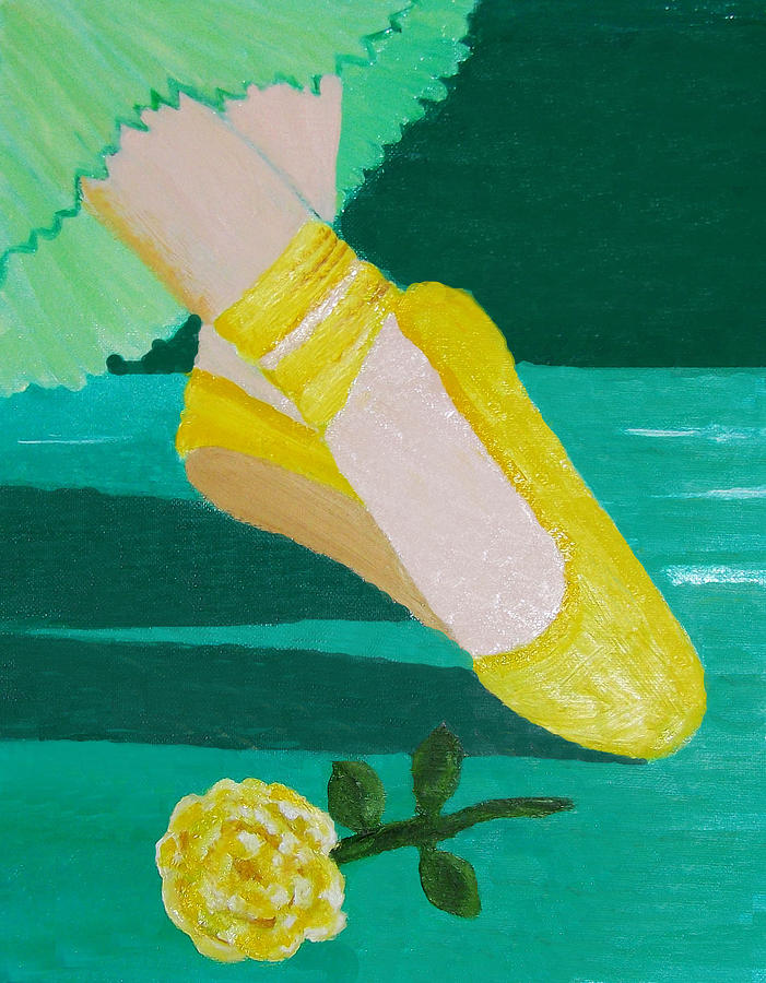 Point Shoes in Yellow Painting by Margaret Harmon