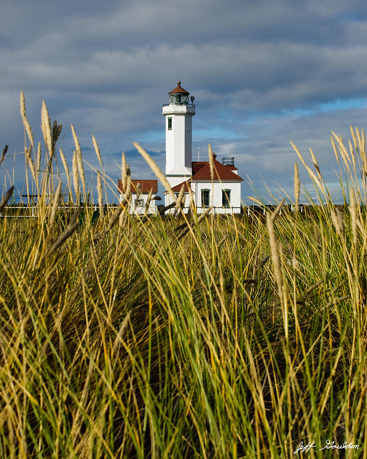 Point Wilson Lighthouse and Grassy Foreground Photograph by Jeff Goulden