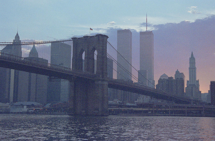 Pointillistic Brooklyn Bridge Lower Manhattan Photograph by Tom Wurl