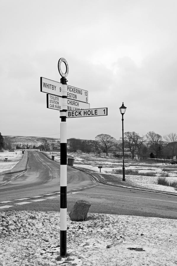 Pointing the Way - Goathland Signpost Photograph by Rod Johnson