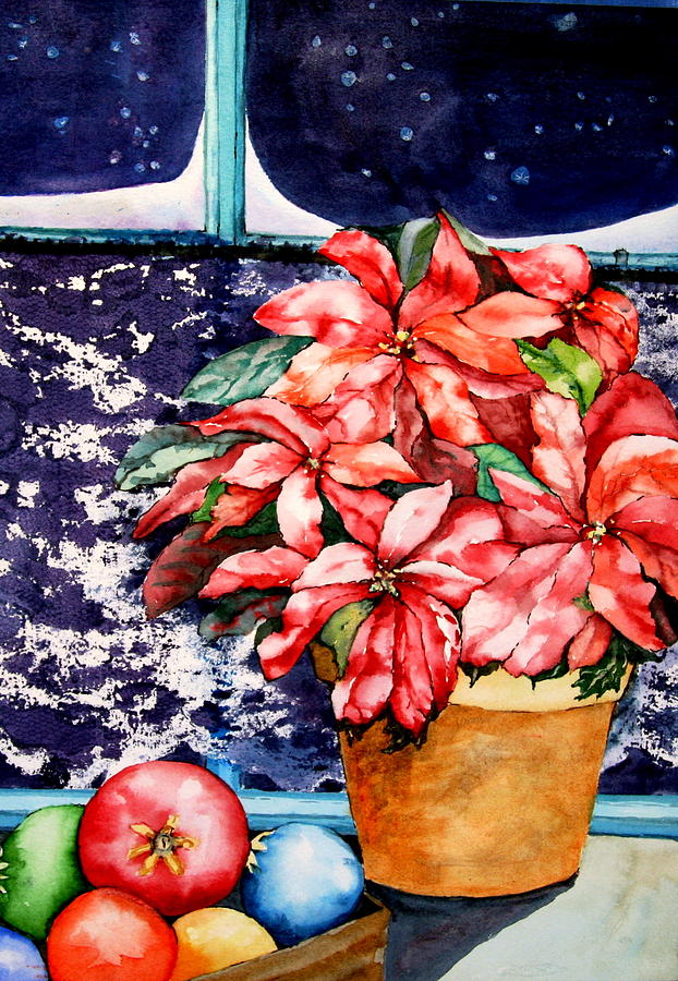 Christmas Painting - Pointsettia II by Eva Nichols