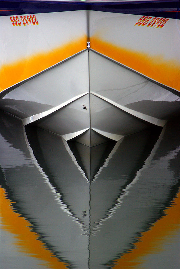 Boat Photograph - Pointy End Reflection by Paul Wash