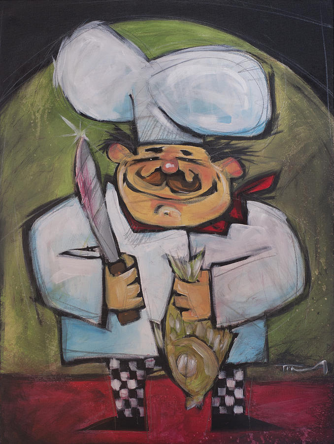 Poissonnier fish chef Painting by Tim Nyberg
