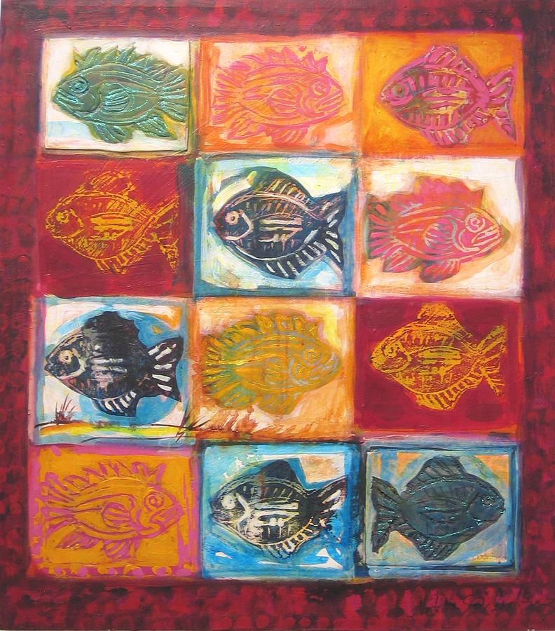 Poissons Painting by Natalie Sicard