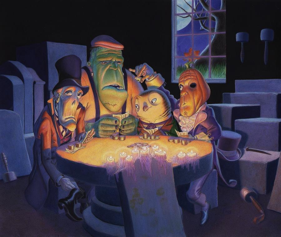 Poker Buddies Painting by Richard Moore