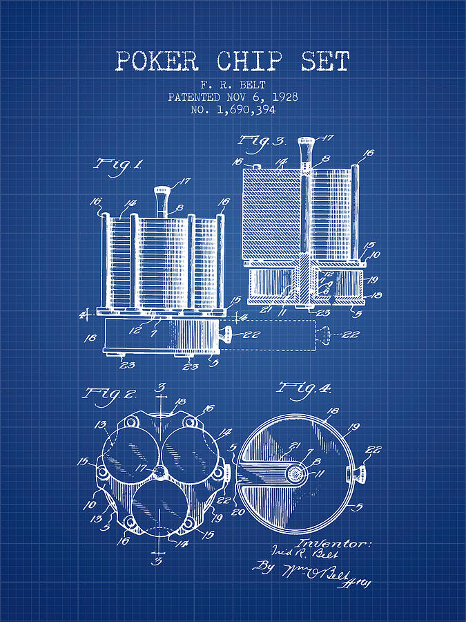 Poker Chip Set Patent From 1928 - Blueprint Digital Art