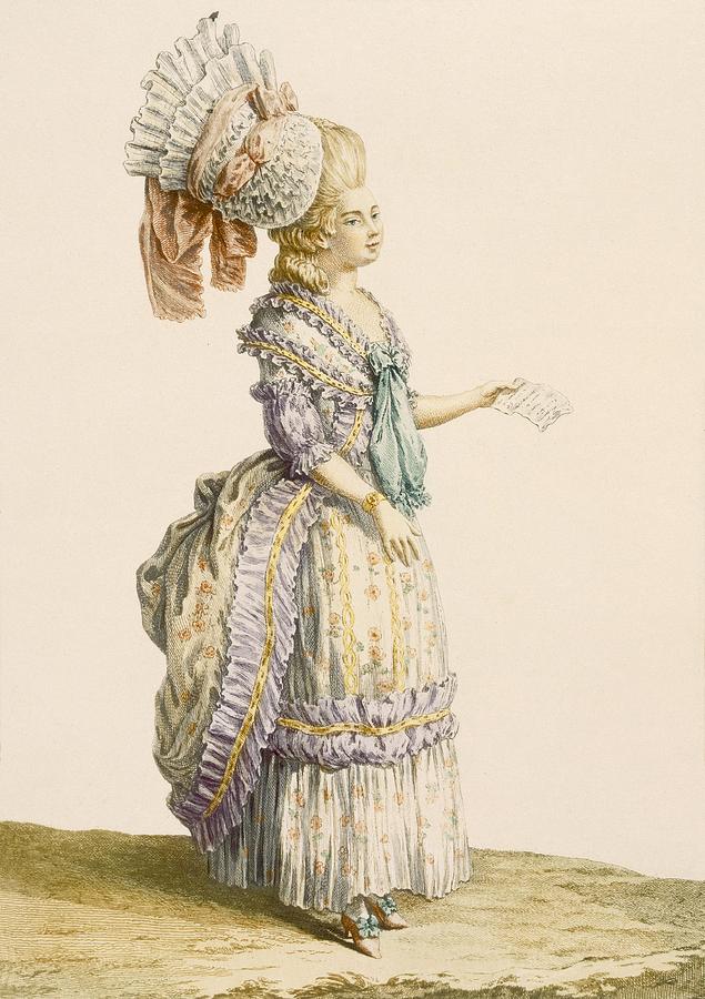 Hat Drawing - Polanaise Negligee, Engraved By Le Roy by Claude Louis Desrais