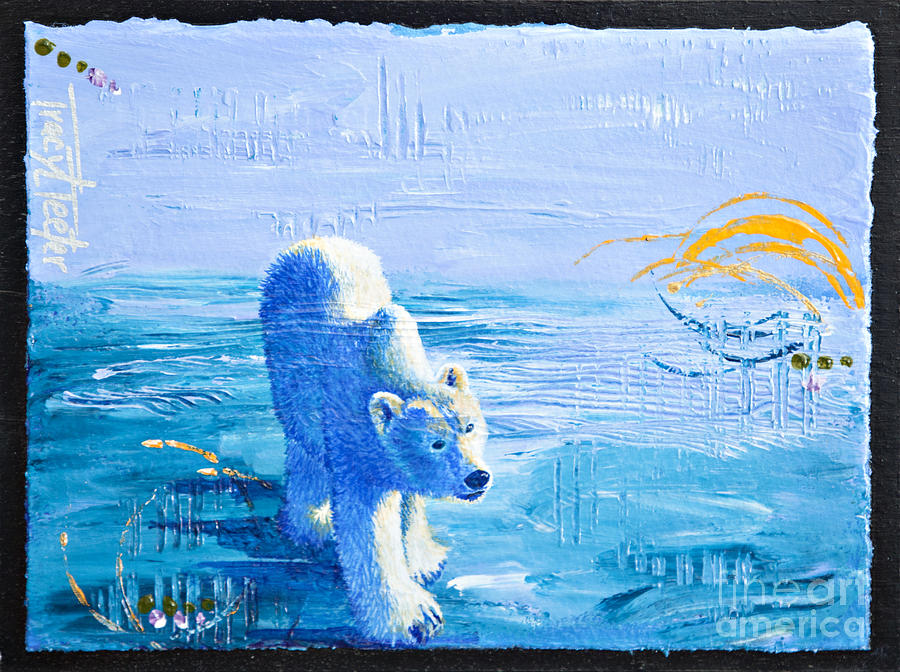 Polar Bear Abstract Painting by Tracy L Teeter 