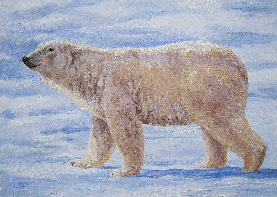 Bear Painting - Polar Bear Mini Painting by Crista Forest