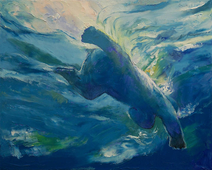 Wildlife Painting - Polar Bear Swim by Michael Creese