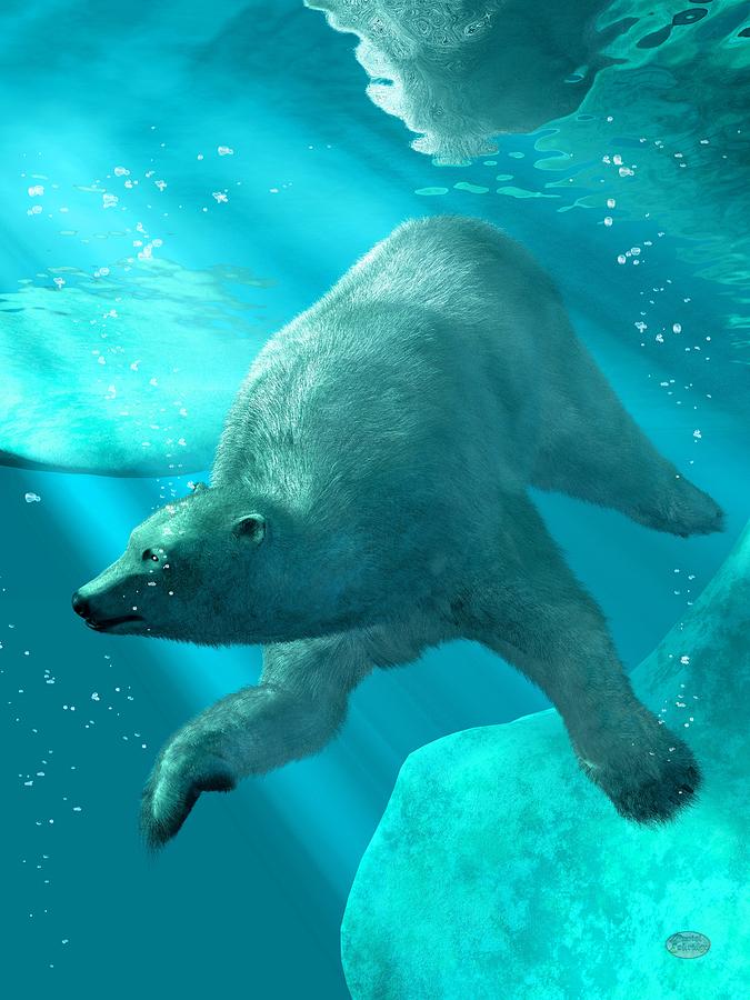 Polar Bear Underwater Digital Art by Daniel Eskridge