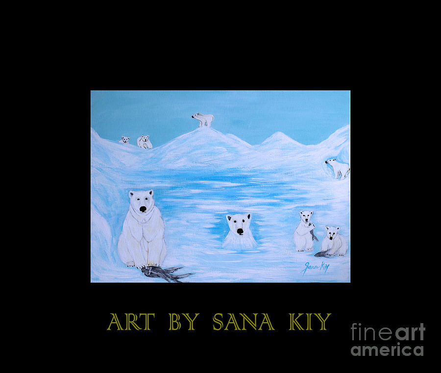 Polar Bears. Black Painting by Oksana Semenchenko