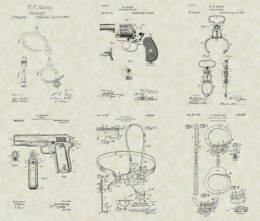 Policeman Drawing - Police Detective Equipment Patent Collection by PatentsAsArt