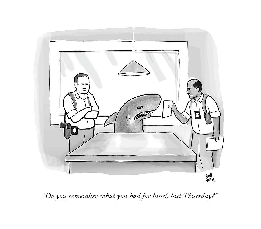 Police Investigators Hold An Image In Front Drawing by Paul Noth Police Investigators Hold An Image In Front Drawing by Paul Noth
