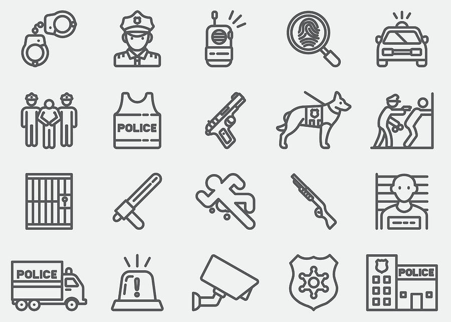 Police Line Icons Drawing by LueratSatichob