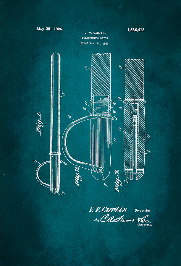 Vintage Digital Art - Policemans Baton Patent 1926 by Patricia Lintner