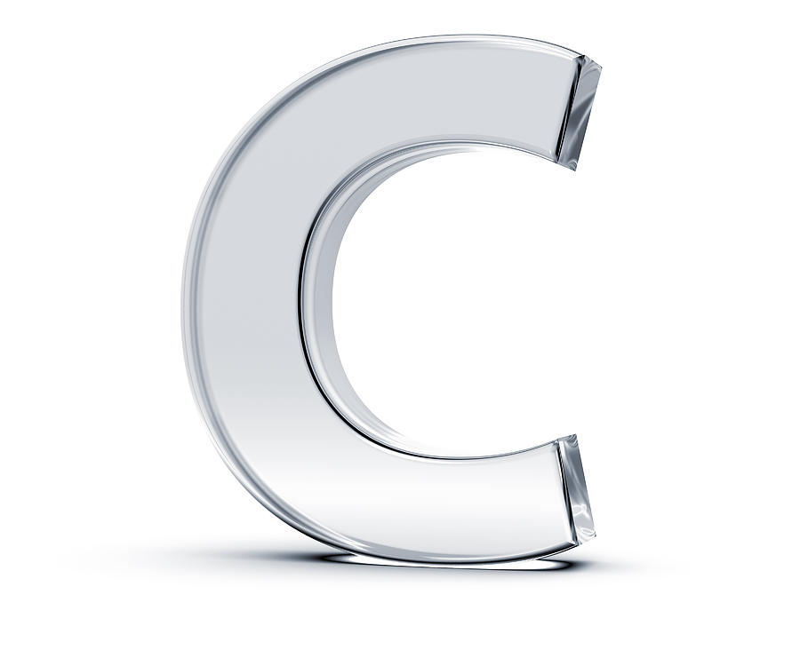 Polished silver alphabet C on white background Photograph by Hometowncd