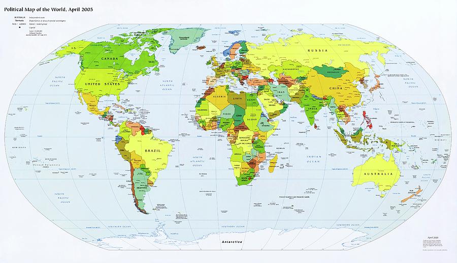Political Map Of The World Photograph by Library Of Congress/science Photo Library