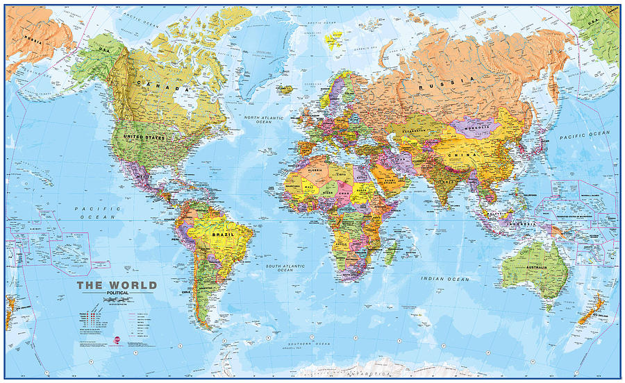 Political World Map without Flags Digital Art by Maps International ...