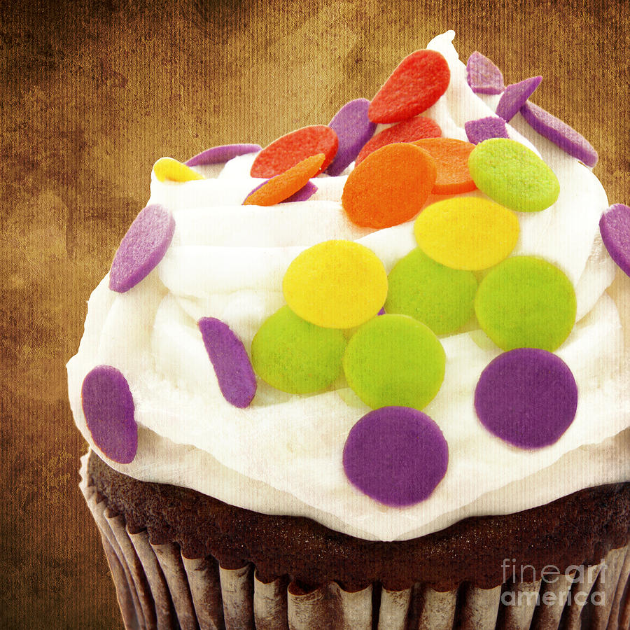 Polka Dot Cupcake 2 Square Photograph by Andee Design