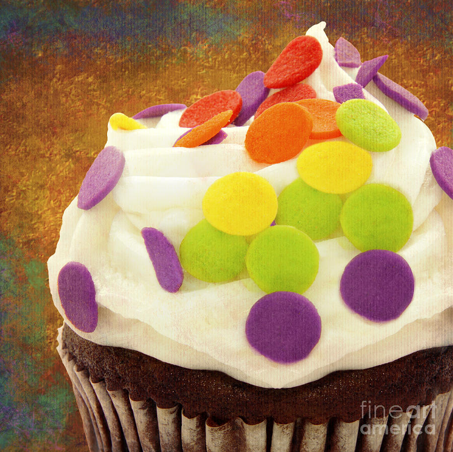 Polka Dot Cupcake 3 Square Photograph by Andee Design