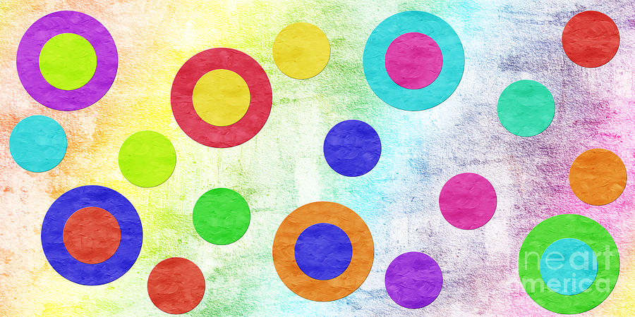 Polka Dot Panorama - Rainbow - Circles - Shapes Digital Art by Andee Design