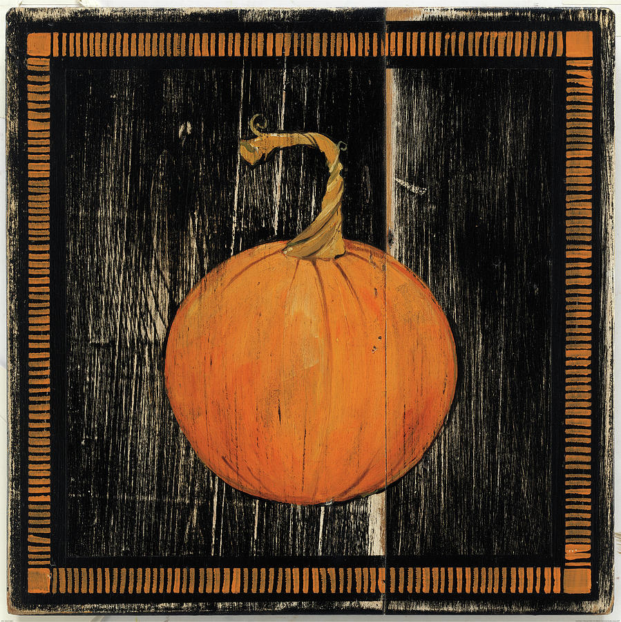 Fall Painting - Polka Dot Pumpkin I by Wild Apple Portfolio