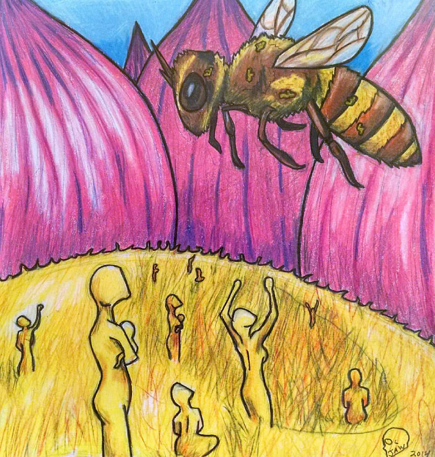 Bee Pollination Drawing
