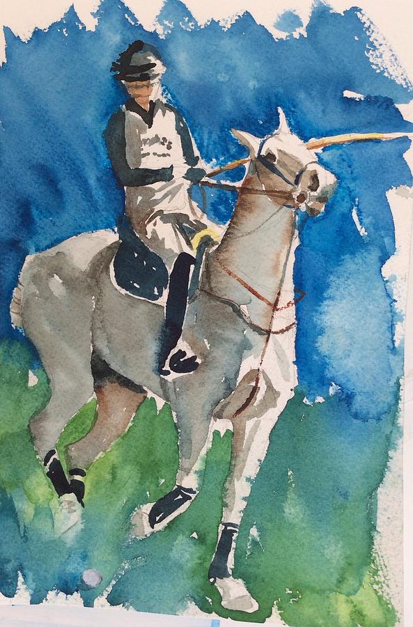 Horse Painting - Polo Action by Diane Wallace