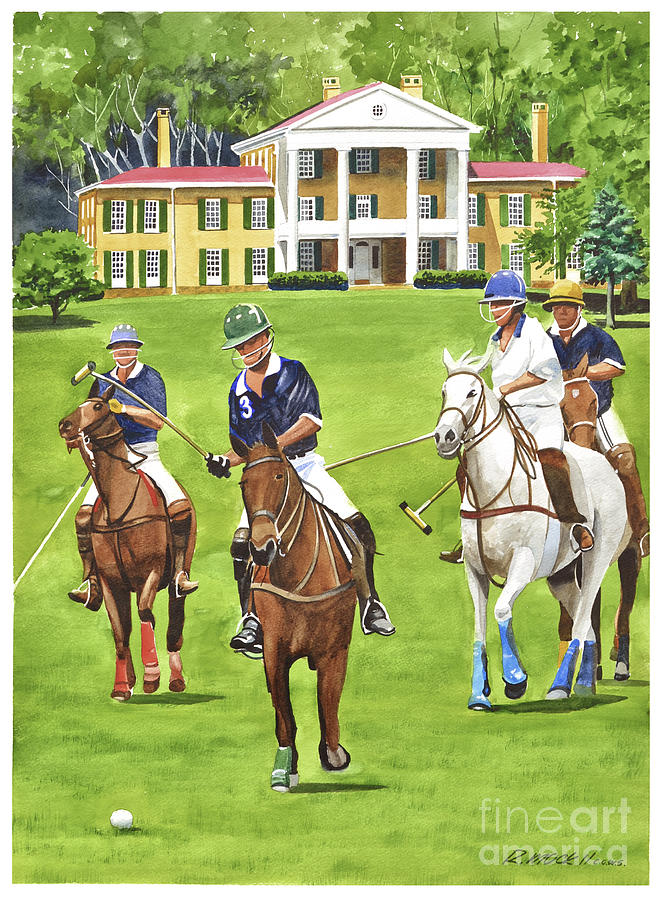 Polo at Bryn Du Mansion Painting by Rick Mock