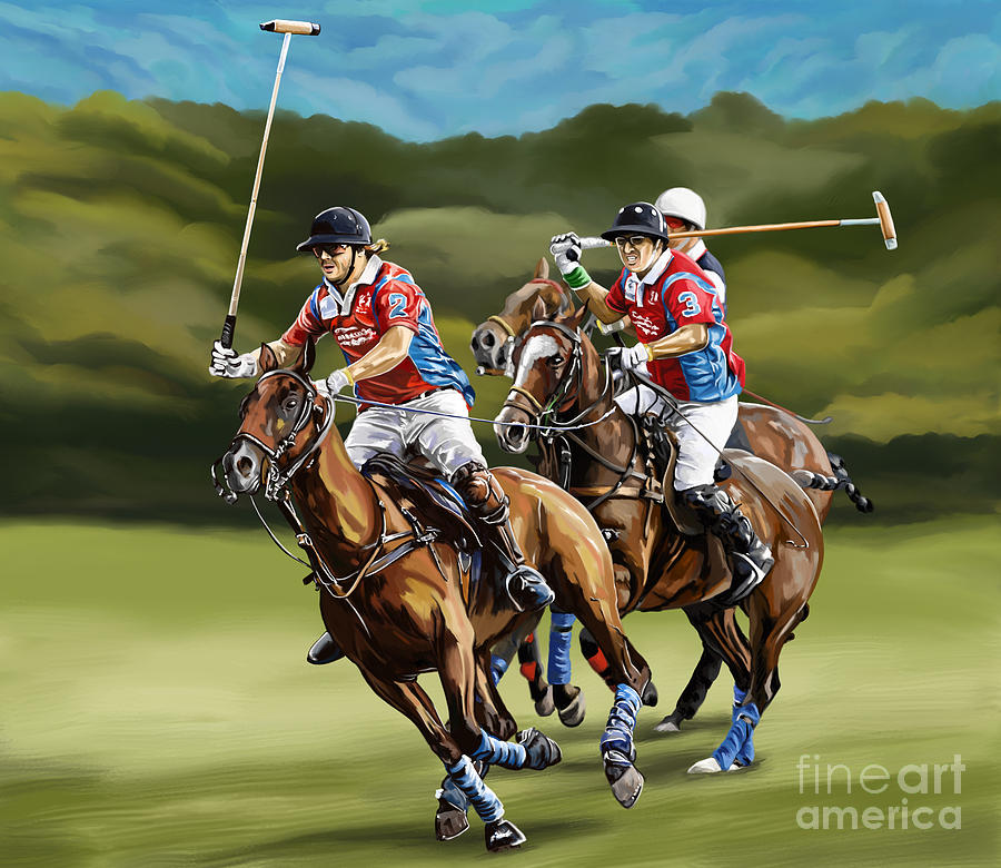 Polo Game Horses Painting by Tim Gilliland
