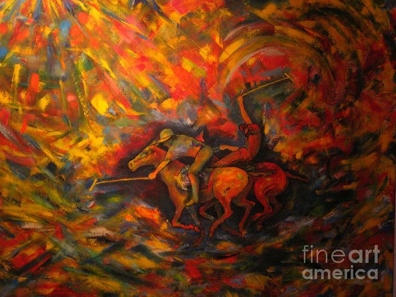 Horse Painting - Polo Iv by Dagmar Helbig