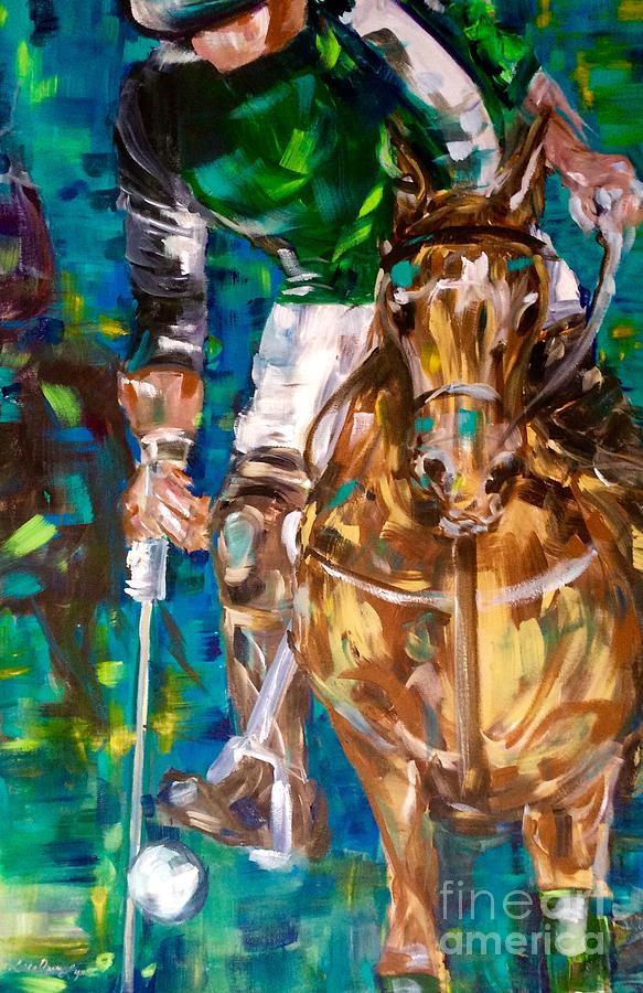 Horse Painting - Polo Player by Lisa Owen