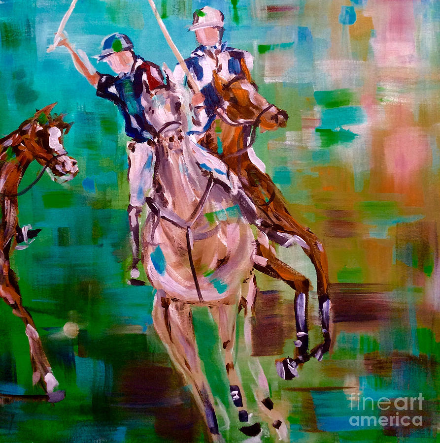 Polo Ponies Painting by Lisa Owen