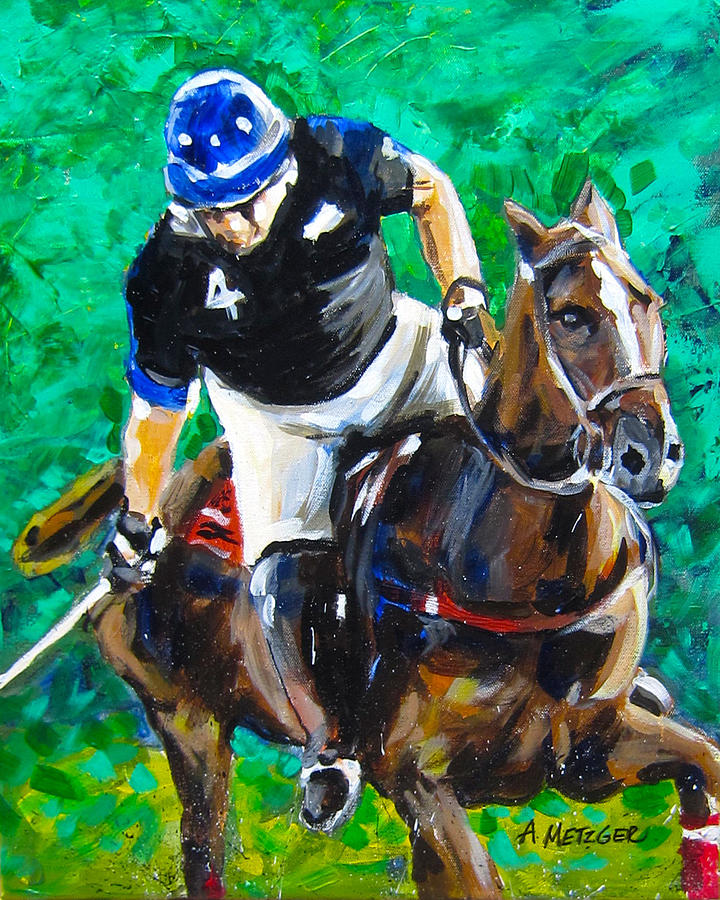Polo Strike Painting by Alan Metzger