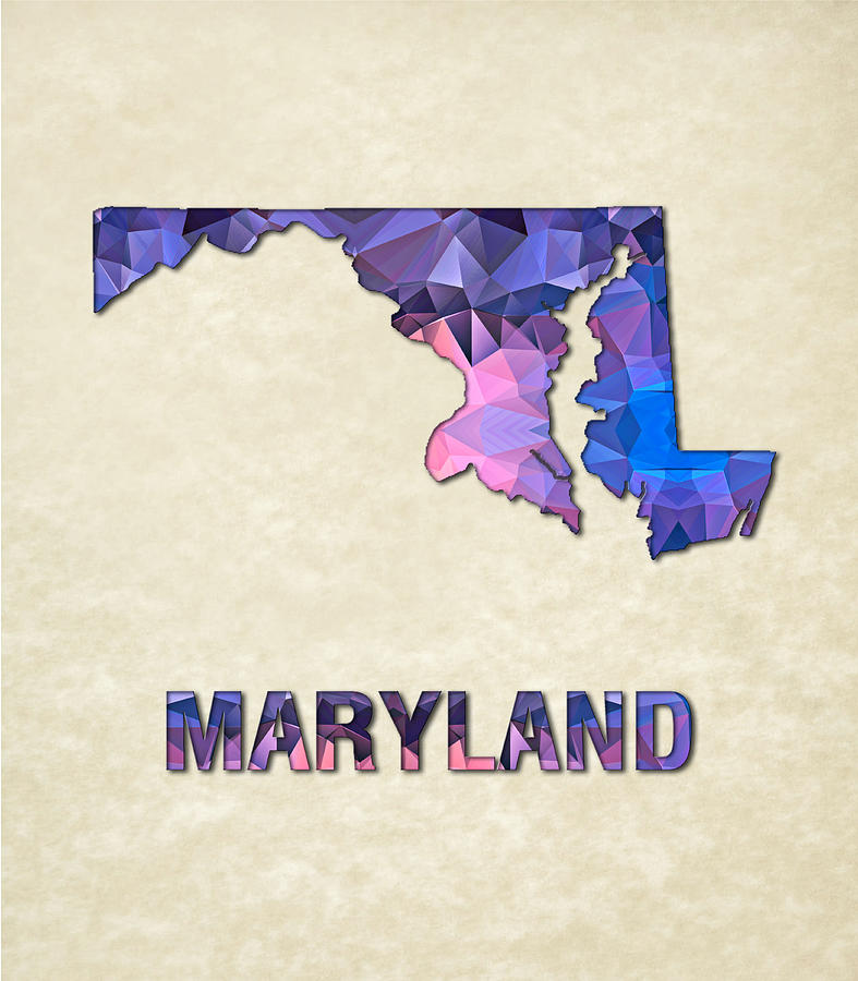 Polygon Mosaic Parchment Map MARYLAND Painting by Elaine Plesser
