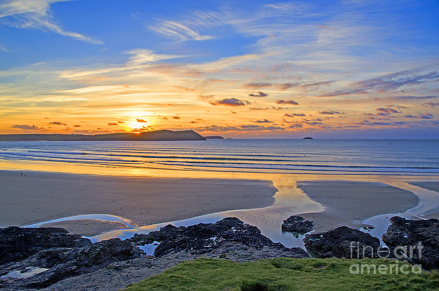 Polzeath Cornwall Sunset Photograph by Chris Thaxter