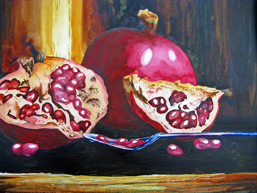 Pomegranate Painting by Karen Stark