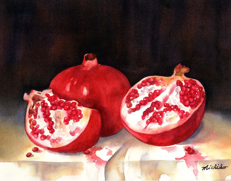 Still Life Painting - Pomegranate by Michiko Taylor