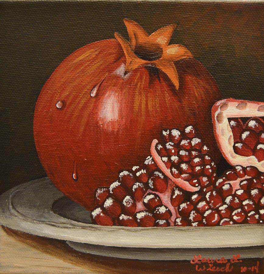 Pomegranate Still Life Painting By Laura Wiesch