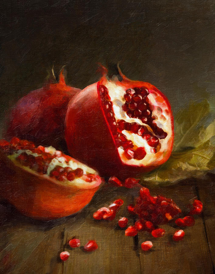 Christmas Painting - Pomegranates 2014 by Robert Papp