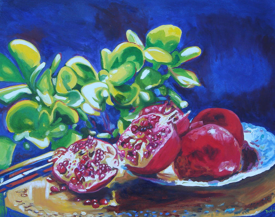Pomegranates and Jade Painting by Susan Duda