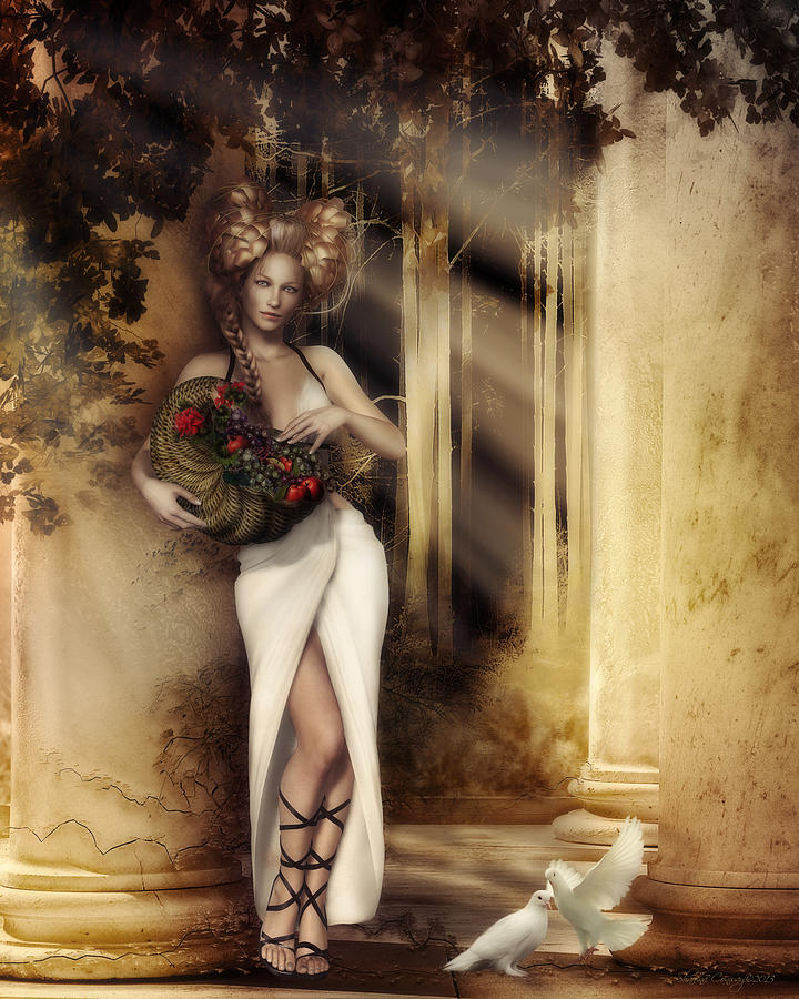 Dove Digital Art - Pomona Goddess of Bountiful Harvest by Shanina Conway