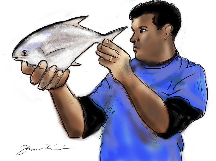 Pompano Catch Of The Day Painting by Jean Pacheco Ravinski