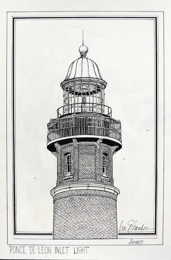 Ponce De Leon Inlet Lighthouse Drawing by Ira Shander