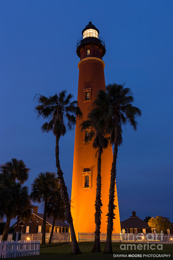 Ponce de Leon Lighthouse at Night Daytona Beach Florida Photograph by Dawna Moore Photography