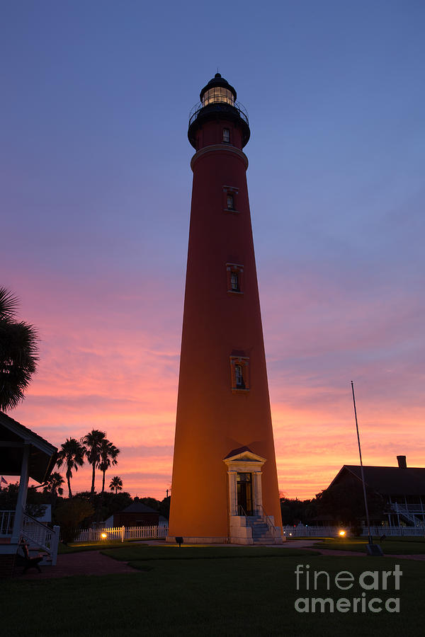 Ponce de Leon Lighthouse at Sunset Daytona Beach Florida Photograph by Dawna Moore Photography