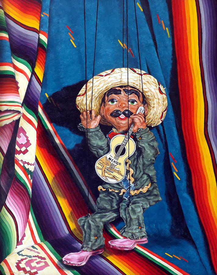 Poncho and his Guitar Painting by Linda Becker