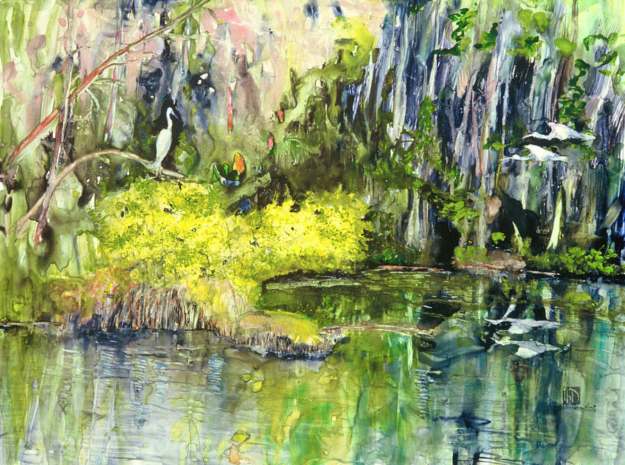 Pond at Eckerd College Painting by Gary DeBroekert